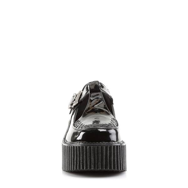 Demonia Women's Creeper-214 Platform Creeper Shoes - Black Patent D2584-31US Clearance